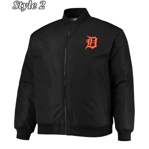 Detroit Tigers Satin Black/White Jacket - Image 2