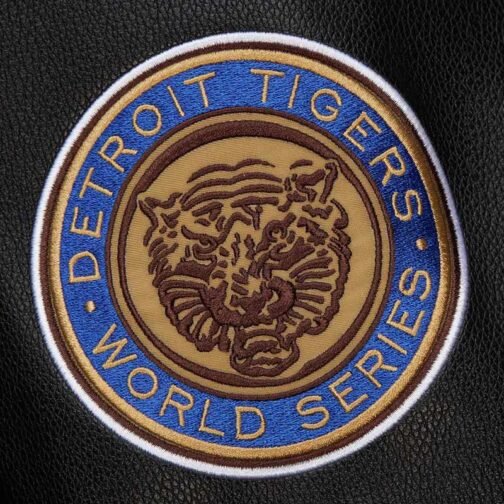 Detroit Tigers Black Out Vintage Logo Varsity Jacket - Image 4