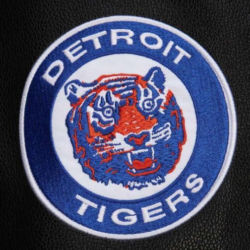 Detroit Tigers Black Out Vintage Logo Varsity Jacket - Image 5