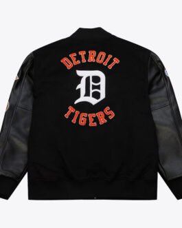 Detroit Tigers Black Out Vintage Logo Varsity Jacket