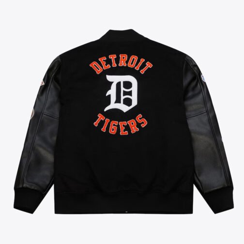 Detroit Tigers Black Out Vintage Logo Varsity Jacket - Image 2