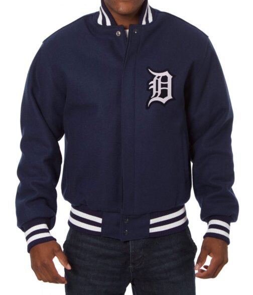 Varsity Detroit Tigers Navy Blue Wool Jacket
