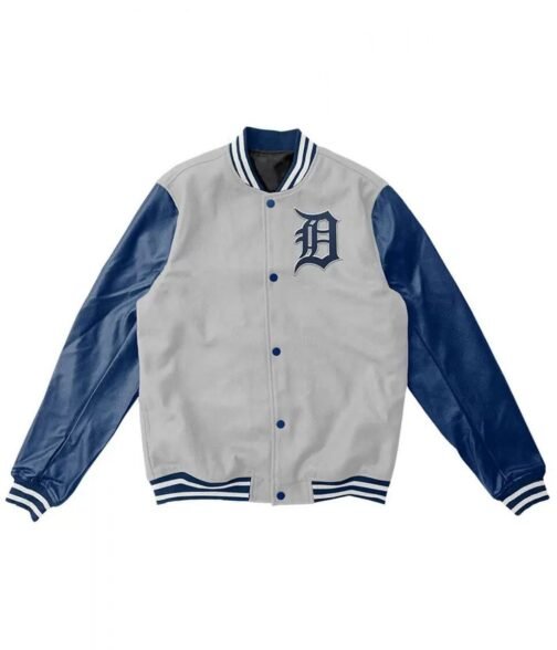 Letterman Detroit Tigers Blue and Grey Jacket