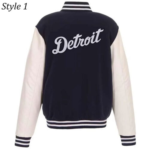 Detroit Tigers Navy and White Varsity Jacket - Image 3