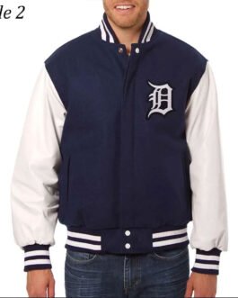 Detroit Tigers Navy and White Varsity Jacket