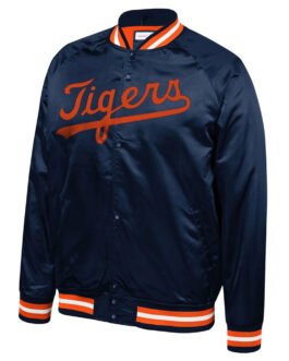 Detroit Tigers Bomber Satin Navy Jacket
