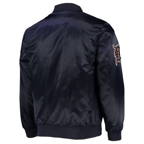 Navy Blue Detroit Tigers Wordmark Satin Jacket - Image 2