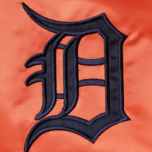 Detroit Tigers Orange and Navy Blue Satin Full-Snap Jacket - Image 4