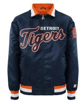 Detroit Tigers Script Navy Satin Jacket