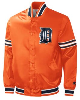 Slider Detroit Tigers Orange Varsity Satin Jacket