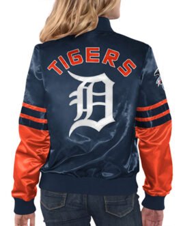 Detroit Tigers Tie Breaker Navy Satin Jacket