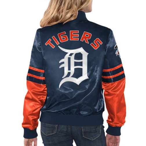 Detroit Tigers Tie Breaker Navy Satin Jacket - Image 2