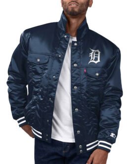 Detroit Tigers Navy Silver Tab Trucker Jacket