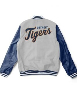 Letterman Detroit Tigers Blue and Grey Jacket