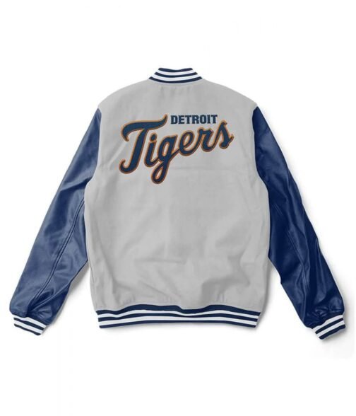Letterman Detroit Tigers Blue and Grey Jacket - Image 2