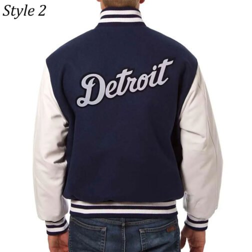 Detroit Tigers Navy and White Varsity Jacket - Image 4
