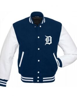Detroit Tigers MLB Blue and White Letterman Jacket