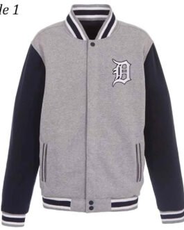 Detroit Tigers Navy and Gray Varsity Wool Jacket