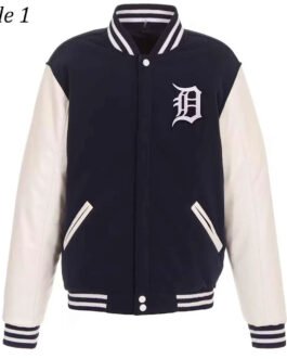 Detroit Tigers Navy and White Varsity Jacket