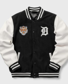 Wordmark Detroit Tigers Black and White Varsity Jacket