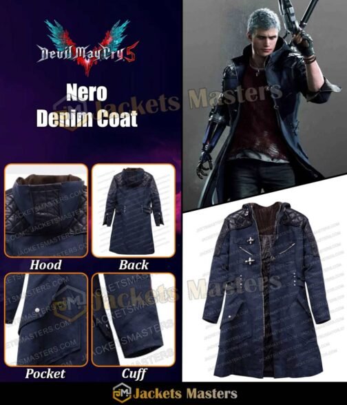 Nero Devil May Cry 5 Denim Coat with Hood - Image 10