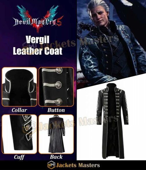 Devil May Cry 5 Vergil Trench Leather Coat - Image 9