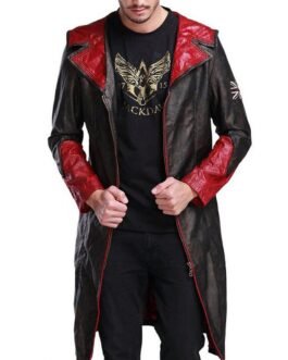 DMC Dante Black Leather Hooded Coat