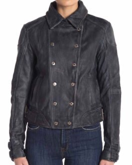 Arrow S07 Juliana Harkavy Double Breasted Leather Jacket
