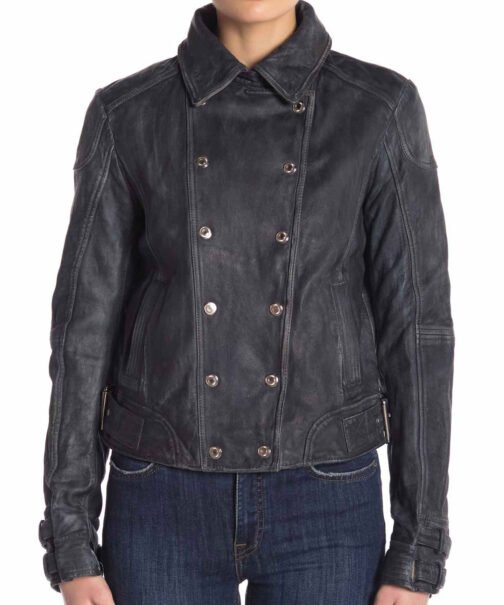Arrow S07 Juliana Harkavy Double Breasted Leather Jacket
