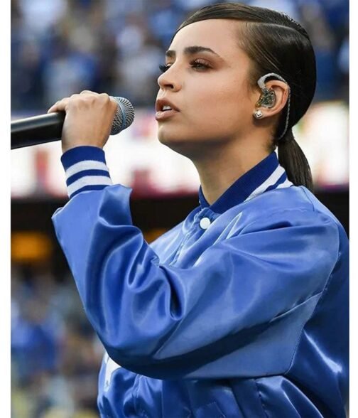 Dodgers Sofia Carson Bomber Blue Jacket - Image 5