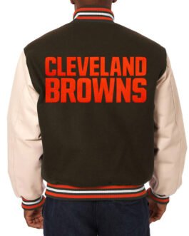 Domestic Cleveland Browns Varsity Brown and Cream Jacket