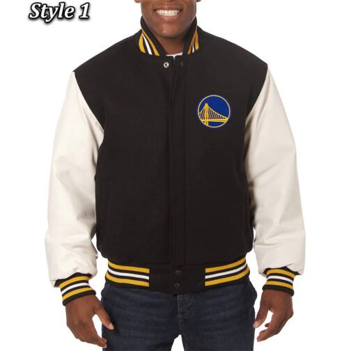 Golden State Warriors Domestic Varsity Black and White Jacket