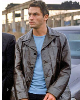 The Wire Dominic West Brown Leather Coat