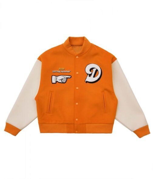Doncare Legs Orange and White Varsity Jacket