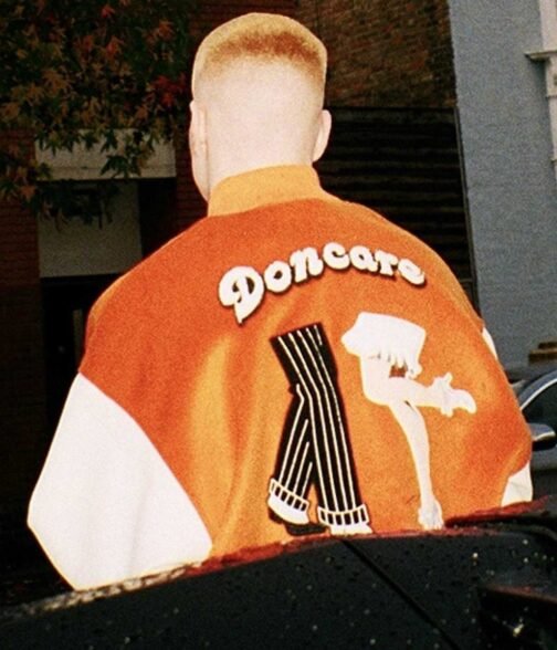 Doncare Legs Orange and White Varsity Jacket - Image 4
