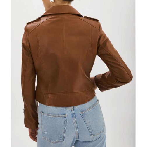 Women’s Donna Leather Biker Jacket - Image 7