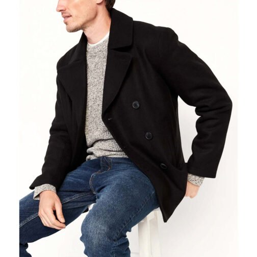 Navy Double Breasted Peacoat - Image 3