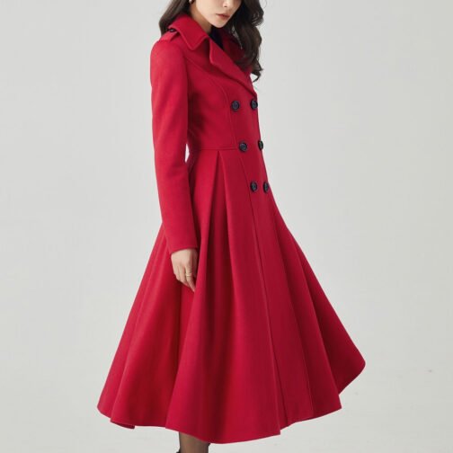 Women’s Swing Double Breasted Wool Coat - Image 15
