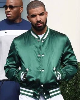 Drake Bomber Green Satin Jacket