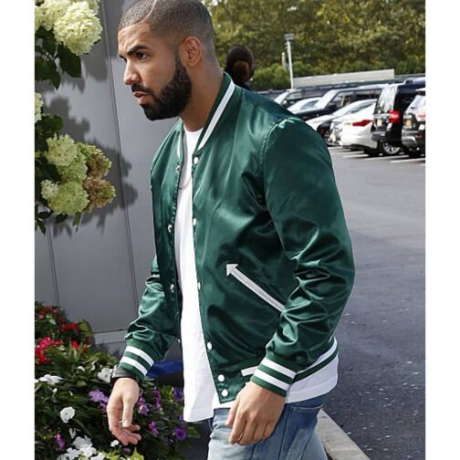 Drake Bomber Green Satin Jacket - Image 6