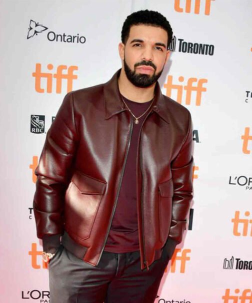 Drake Maroon Bomber Leather Jacket - Image 2
