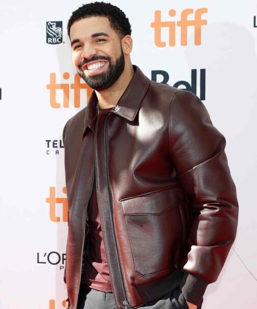 Drake Maroon Bomber Leather Jacket - Image 9