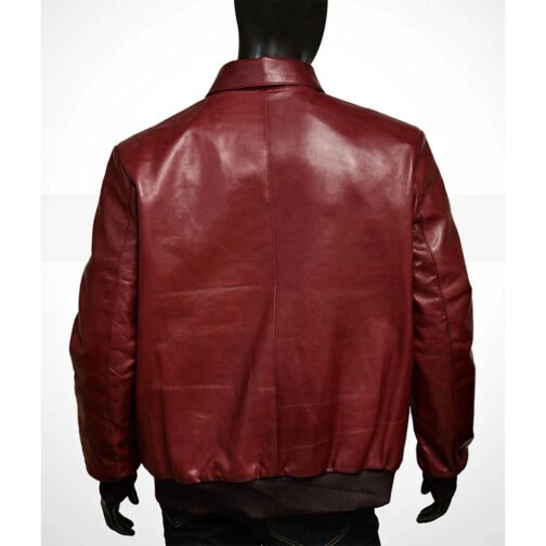 Drake Maroon Bomber Leather Jacket - Image 3