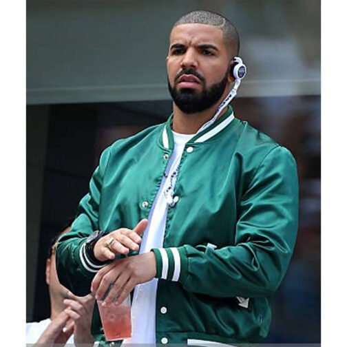 Drake Bomber Green Satin Jacket - Image 5