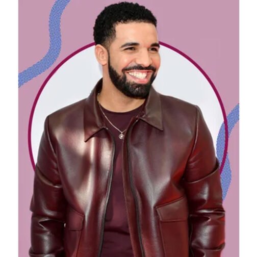 Drake Maroon Bomber Leather Jacket - Image 11