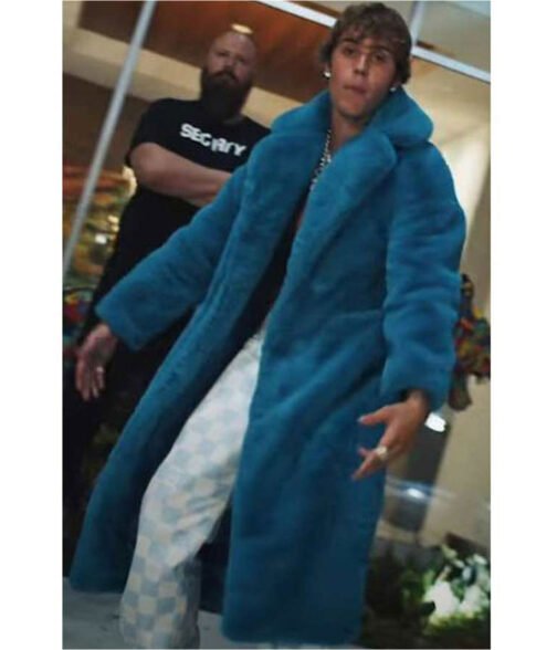 Justin Bieber Blue Fur Coat - Image 7
