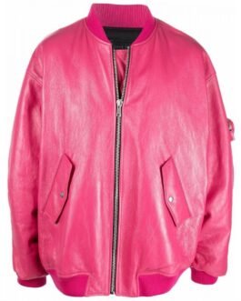 What’s Next Drake Hot Pink Leather Bomber Jacket