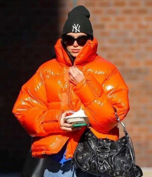 Street Wear Dua Lipa Down Orange Jacket - Image 2