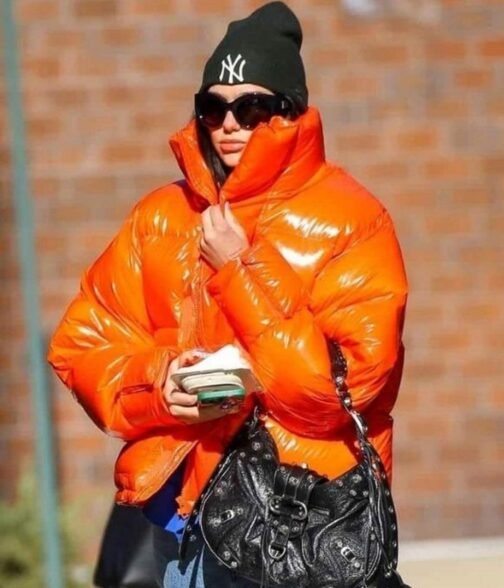 Street Wear Dua Lipa Down Orange Jacket - Image 3