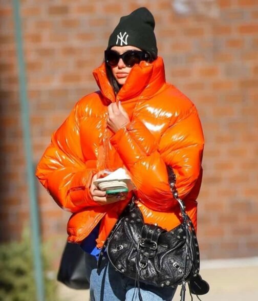 Street Wear Dua Lipa Down Orange Jacket - Image 4